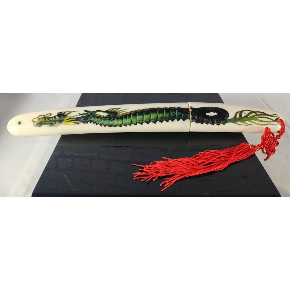 Chinese Knife & Sheath Chinese Dragon Design Red Tassel Decor Collectible